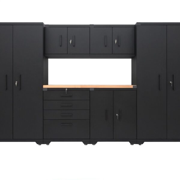 6pcs 300cm Garage Cabinet Assembly - Black
