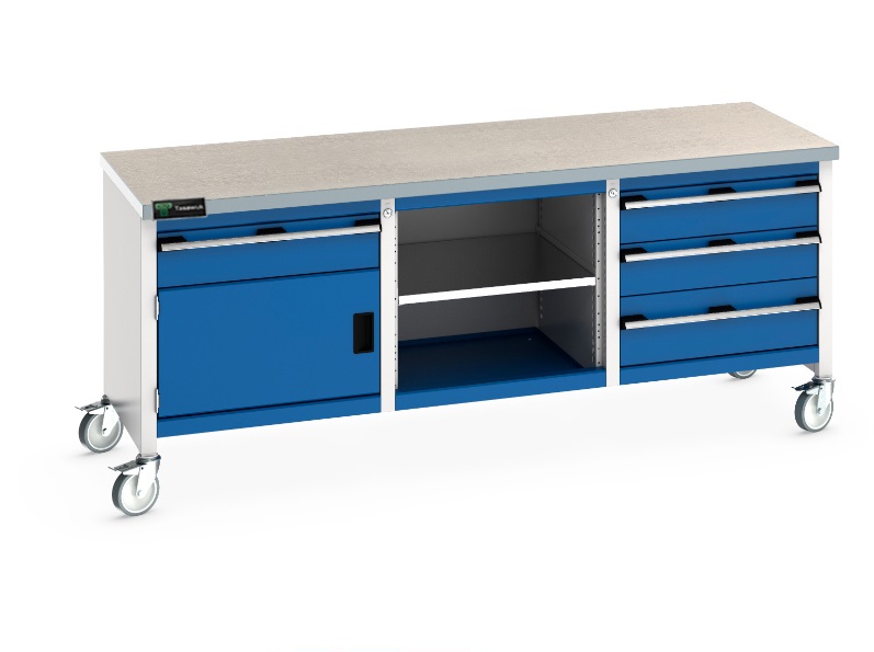 custom-table22.jpg Heavy Duty 210cm Custom Workbench with 4 Drawers & Cabinet - Blue / Gray - Image 1