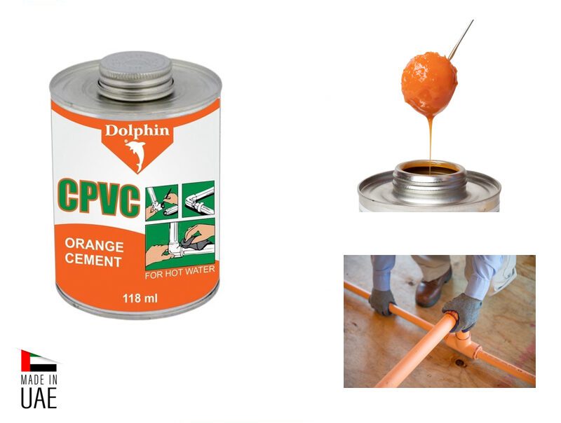 dolphin5-e1679320375521.jpg Dolphin CPVC Orange Cement (946ml) (Made in UAE) - Image 1