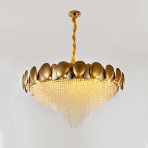 CHANDELIER DESROCH PENDANTS STAINLESS K9 CRYSTAL GOLD LARGE LIGHTING