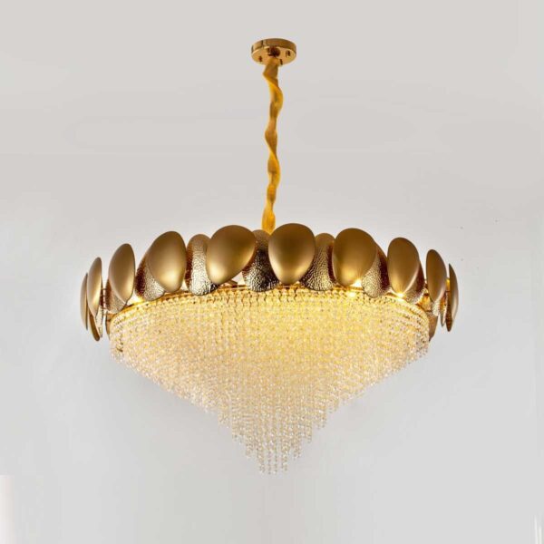 CHANDELIER DESROCH PENDANTS STAINLESS K9 CRYSTAL GOLD LARGE LIGHTING