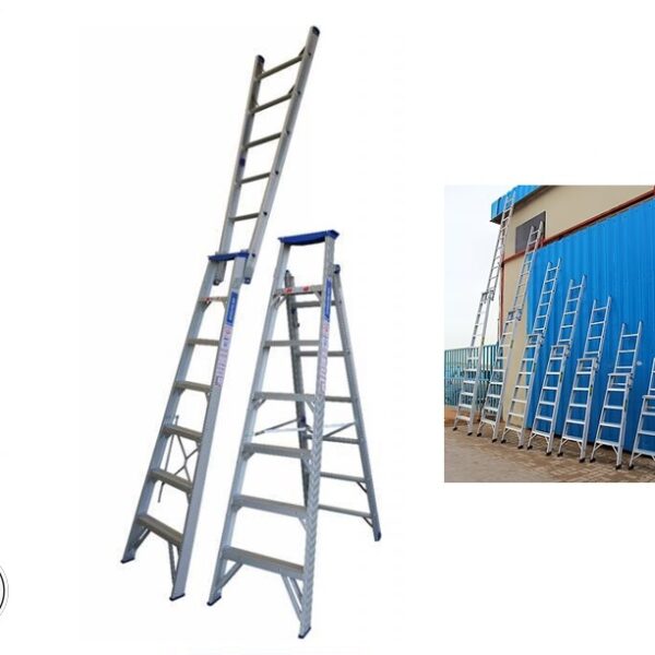 9 Steps Dual Purpose Aluminium Ladder with max height of upto 510 cm