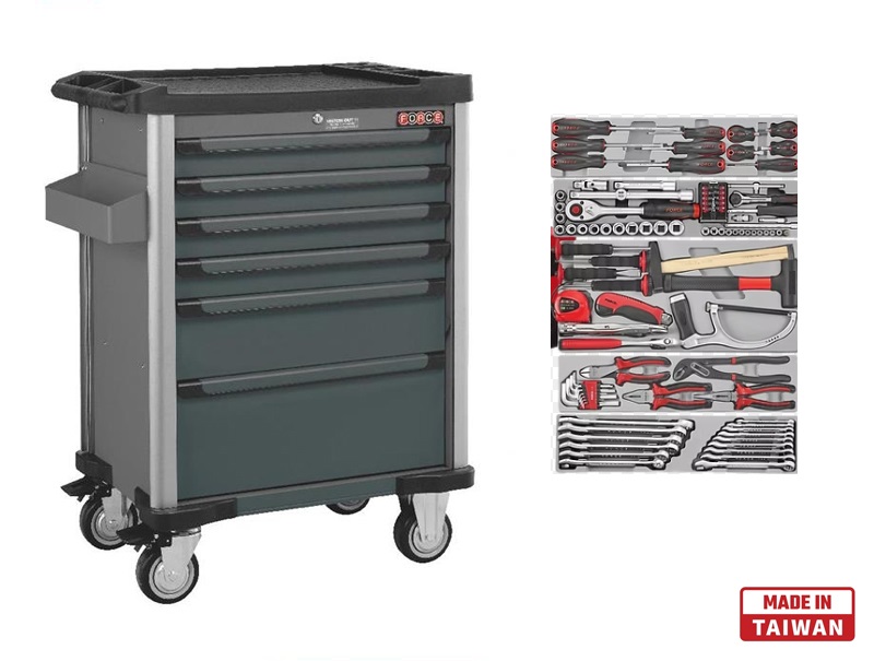 force-10216-219.jpg Force 6 Drawers Trolley with 219pcs Tools - Image 1