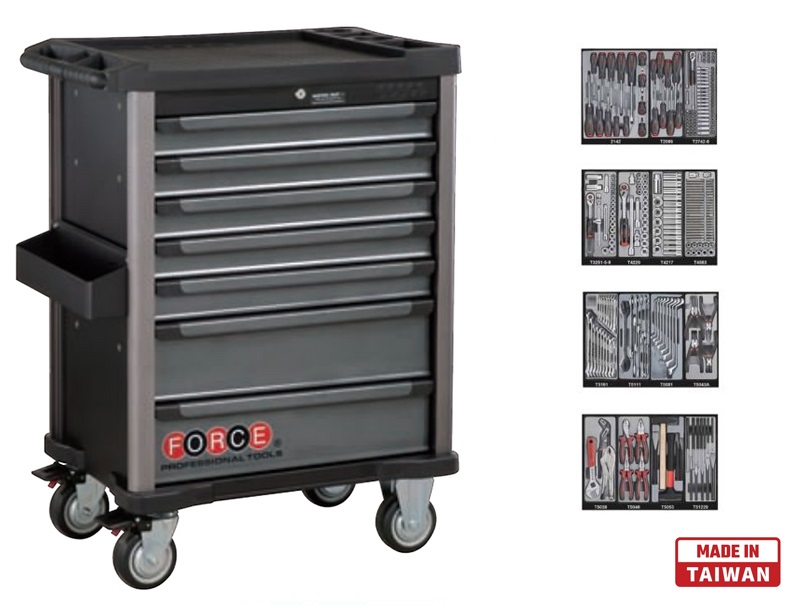 force-10217-245.jpg Force 7 Drawers Trolley with 245pcs Tools - Image 1