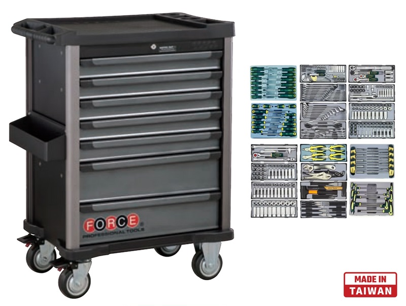 force-10217-286.jpg Force 7 Drawers Trolley with 286pcs Tools - Image 1