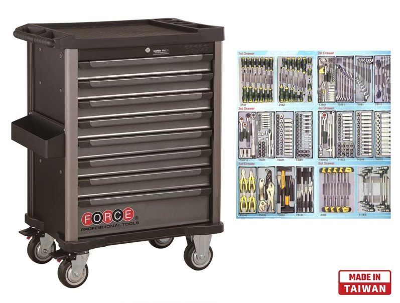 force-10218-288.jpg Force 8 Drawers Trolley with 288pcs Tools - Image 1