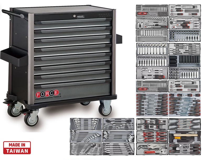 force-10318-437.jpg Force 8 Drawers Jumbo Trolley with 410pcs Tools - Image 1