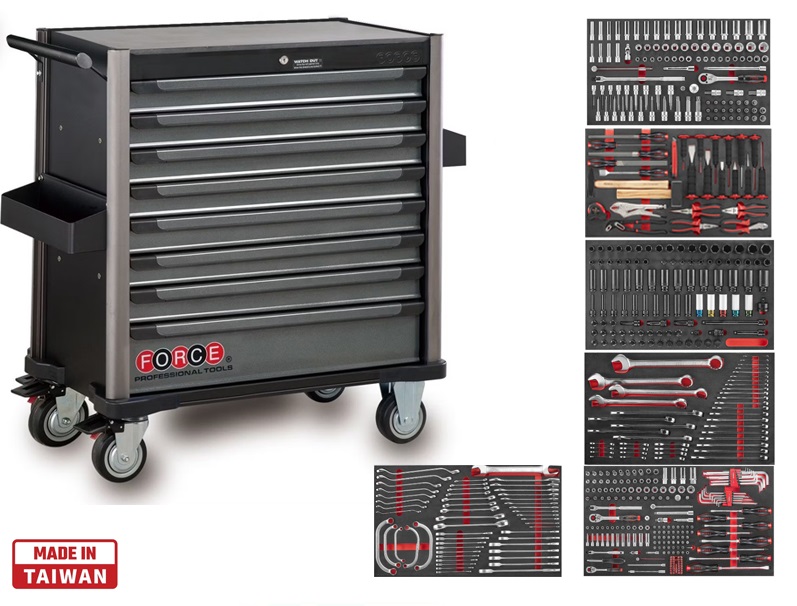 force-10318-607.jpg Force 8 Drawers Jumbo Trolley with 607pcs Tools - Image 1