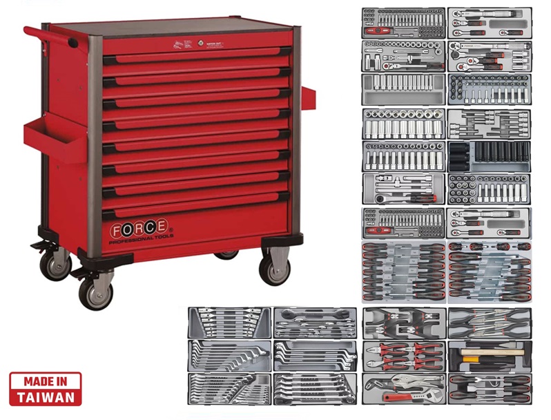 force-10318r-437.jpg Force 8 Drawers Jumbo Trolley with 437pcs Tools - Image 1