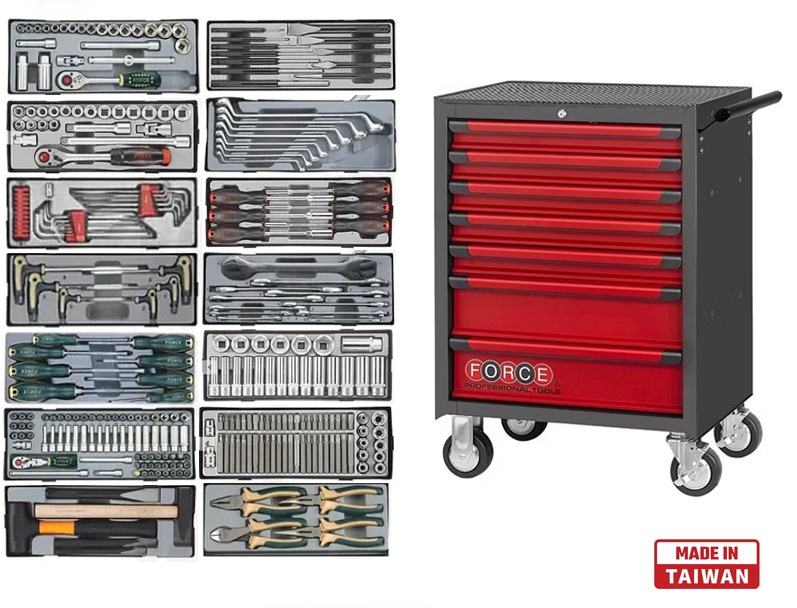 force-10517-310.jpg Force 7 Drawers Premium Trolley with 310pcs Tools - Image 1
