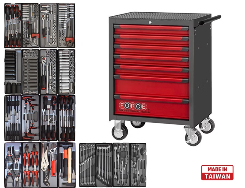 force-10517-337.jpg Force 7 Drawers Premium Trolley with 337pcs Tools - Image 1