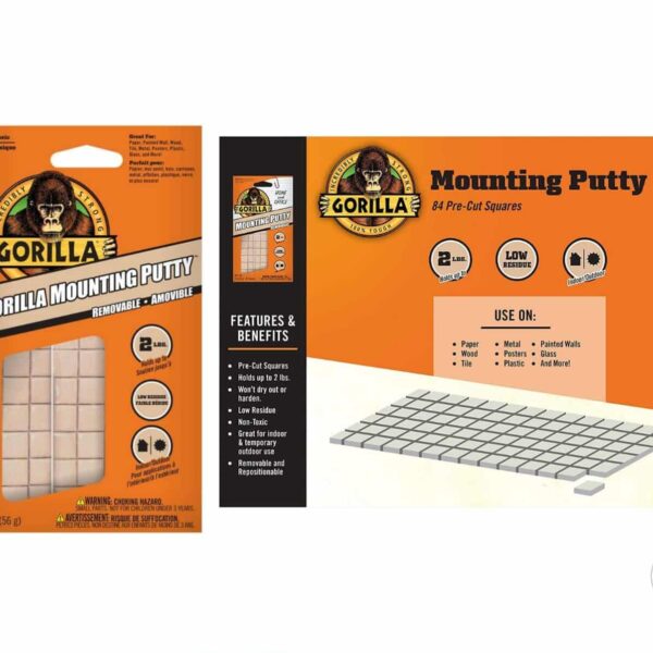 Versatile Mounting: Gorilla All-Purpose Mounting Putty (56 gm)