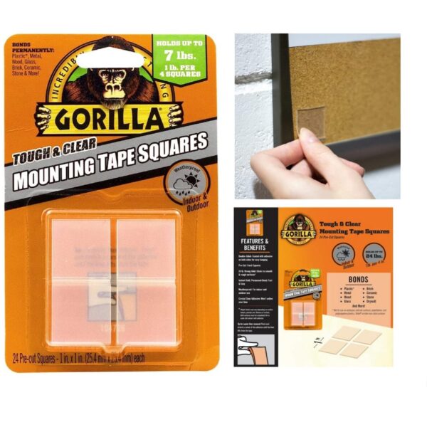 Reliable Hanging: Gorilla Double-Sided Mounting Tape (24 Pack)