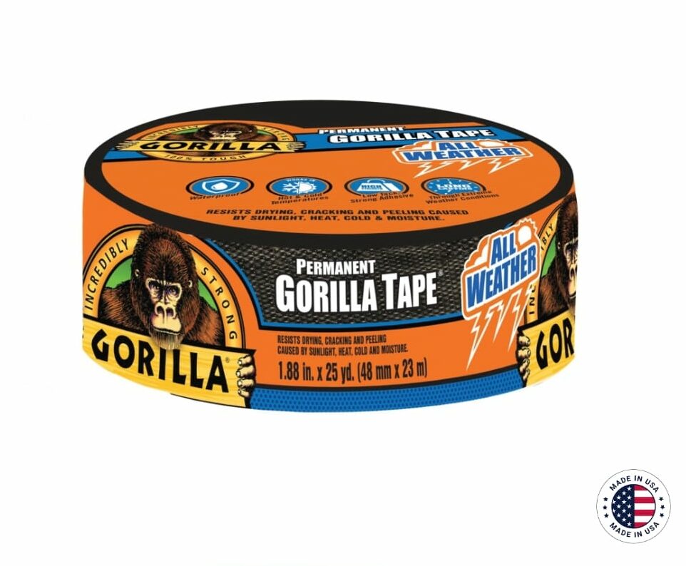 gorilla41-e1703516646311.jpg Durable All-Weather Tape: Gorilla All-Weather Black Tape (1.88" x 25 yd) - Image 1