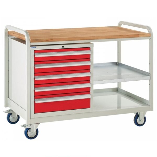 Industrial Workshop Trolley with 5 Drawers & Shelf