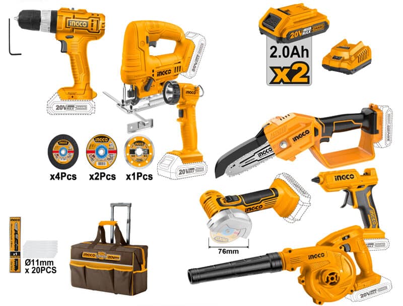 ingco-powerpack-e1709651308343.jpg Ingco 20V Cordless Powerpack Kit: Multi-Tool Versatility for DIY Projects - Image 1