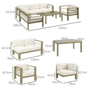 Custom Made L-Shaped 5+1 Outdoor Metal Sofa Set with Tea Table