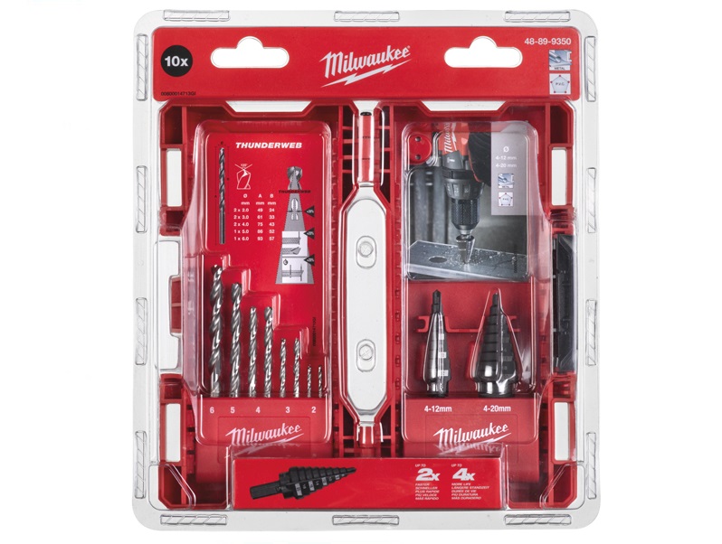 milwaukee-48899350.jpg Milwaukee 10pcs Step Drill & HSS Bit Set - Image 1