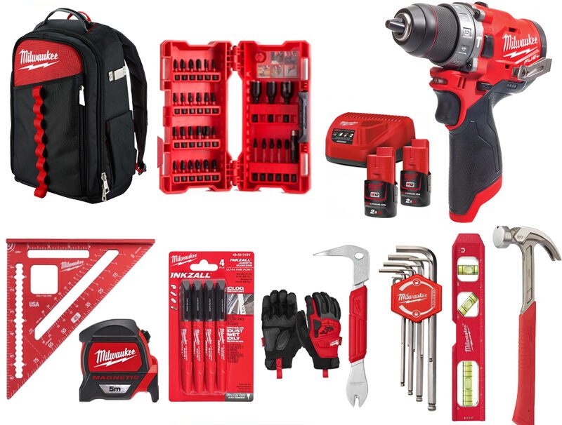 milwaukee-m12kit-e1684249414375.jpg Milwaukee M12 Portable Productivity Kit - Cordless Drill Driver Kit - Image 1
