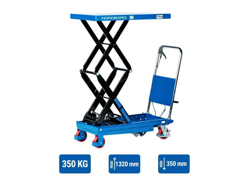 nord119.jpg Nord Double Scissor Lifting Table Cart 350kg Capacity - Image 1