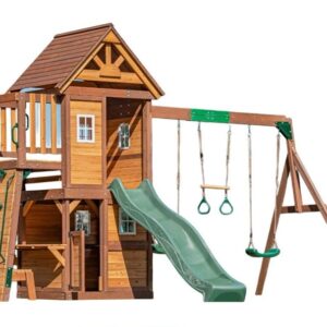 Kazbek Swing Set & 2 Level Playhouse