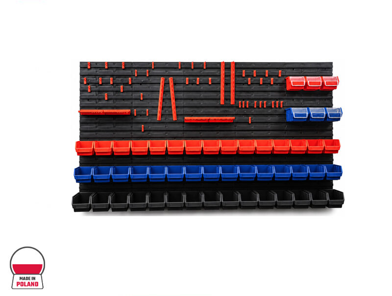 qbrick-Z258759PG001-e1782399681328.jpg Qbrick System Wall Mount Panel with Bins and Hooks - Image 1