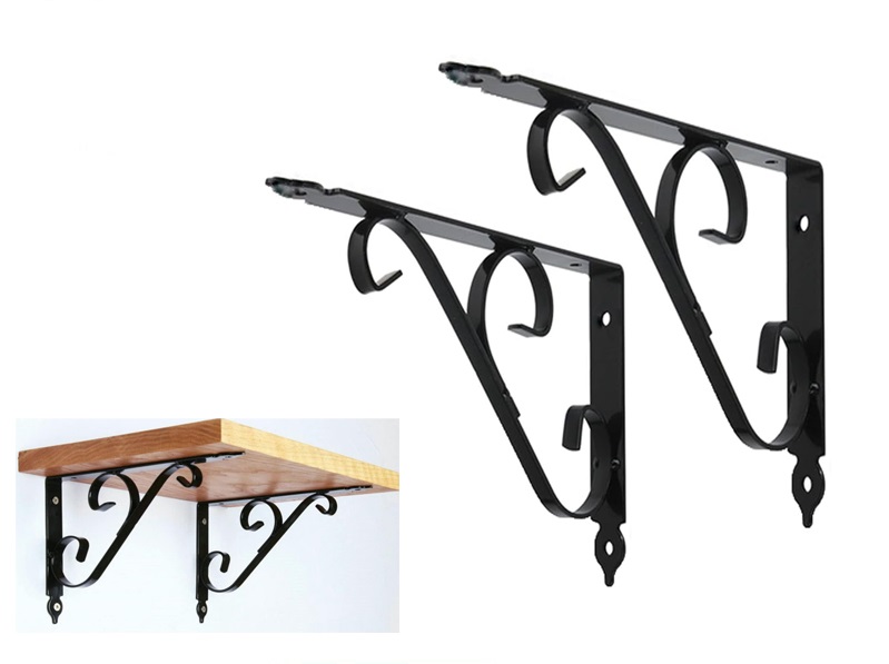 retro2.jpg Retro Design 19cm Black Shelf Bracket - 2pcs - Image 1