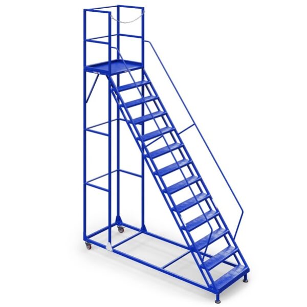 15 steps Steel Rolling Platform Ladder