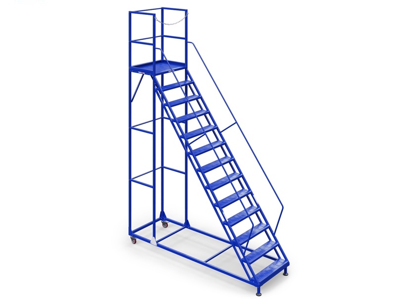 rolling2.jpg 19 steps Steel Rolling Platform Ladder - Image 1