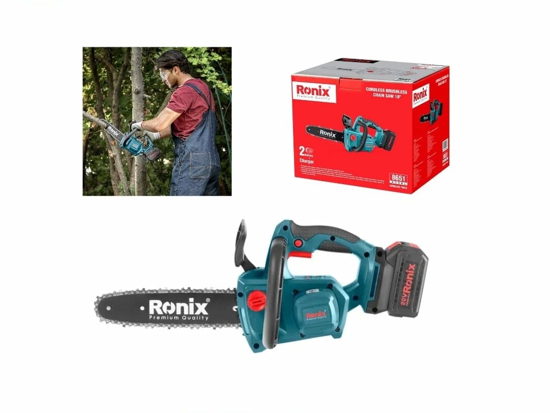 ronix-20v-chainsaw-e1714828706302.jpg Ronix 20V Brushless Chain Saw: Compact Power for Trimming & Cutting - Image 1