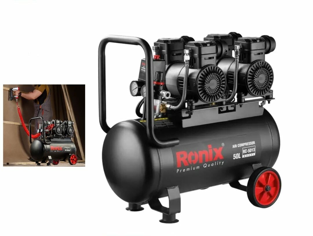 ronix-air-50-e1714829662533.jpg Ronix 50ltr Silent Air Compressor Dual Motor - Image 1