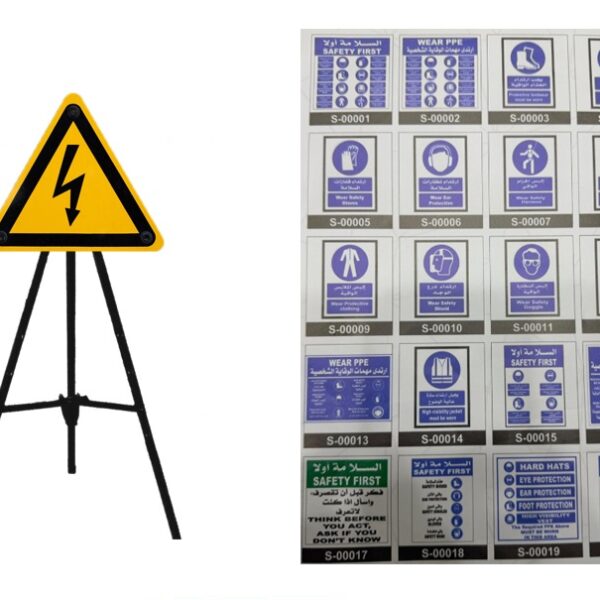 Custom Safety Signage Printing on 3-Leg Metal Stand - 1