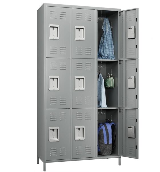 9 Door Metal Employees Locker - Gray