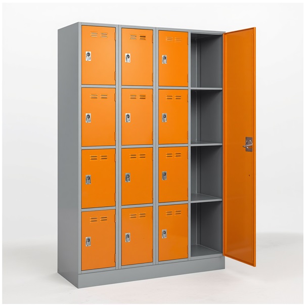sahoo17.jpg 13 Door Metal Locker - Gray / Orange - Image 1