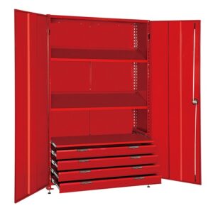 Heavy Duty Garage Cabinet with 4 Drawers - Red