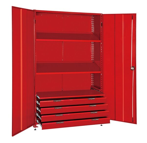 Heavy Duty Garage Cabinet with 4 Drawers - Red