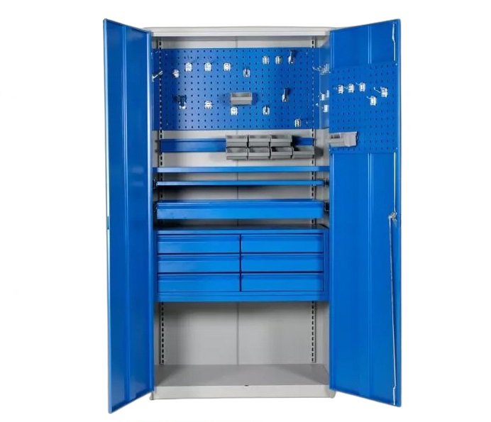 sahoo37.jpg Heavy Duty Garage Cabinet with 7 Drawers & Pegboard - Blue/Gray - Image 1