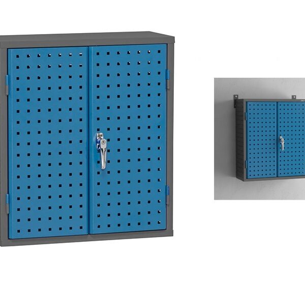 Wall Mount Perforated Tool Cabinet - Blue/Gray