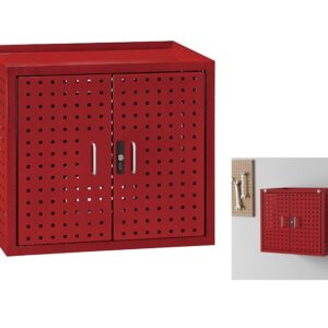 Wall Mount Perforated Tool Cabinet - Red