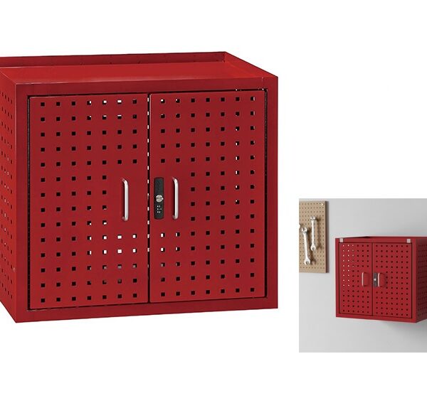 Wall Mount Perforated Tool Cabinet - Red