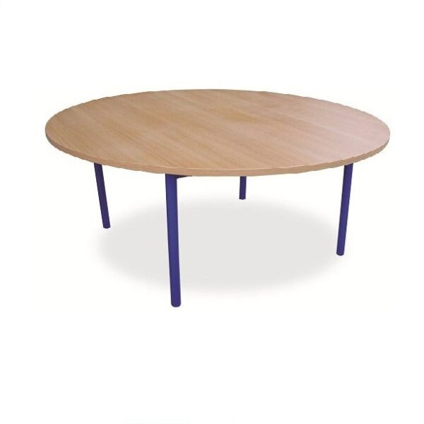 Round School Table Wood + Metal #5
