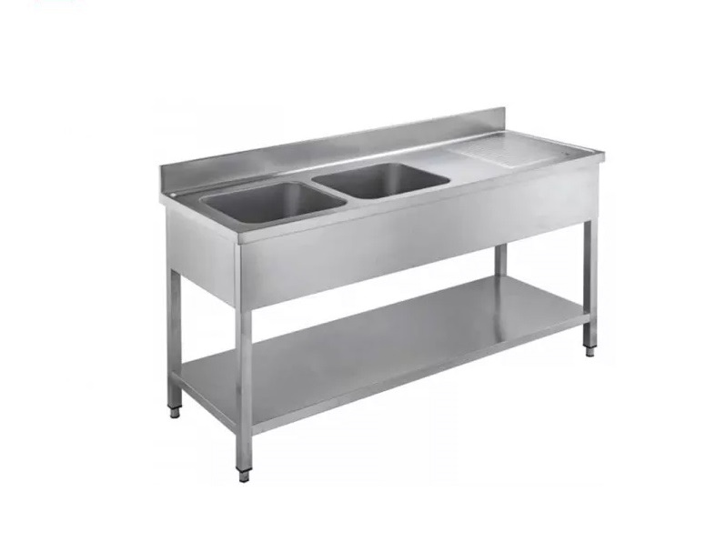 sink.jpg Stainless Steel Two Bowl Kitchen Sink with Table - Image 1