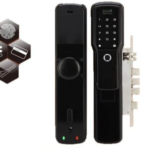 Smart door lock with fingerprint scanner, keypad & remote control door lock