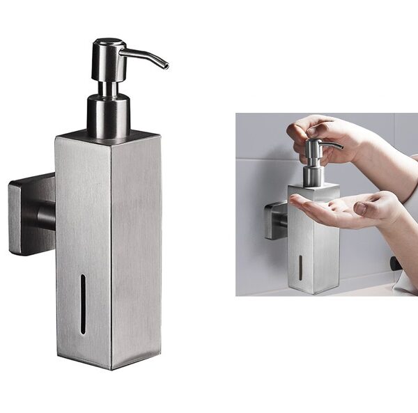 Wall Mount Liquid Soap Dispenser (Metal Body) - 1, Silver
