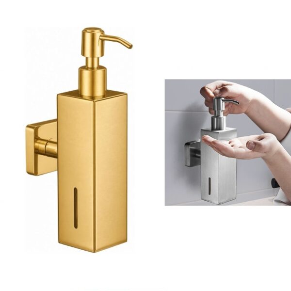 Wall Mount Liquid Soap Dispenser (Metal Body) - 3, Matte Gold