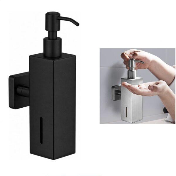 Wall Mount Liquid Soap Dispenser (Metal Body) - 4, Matte Black