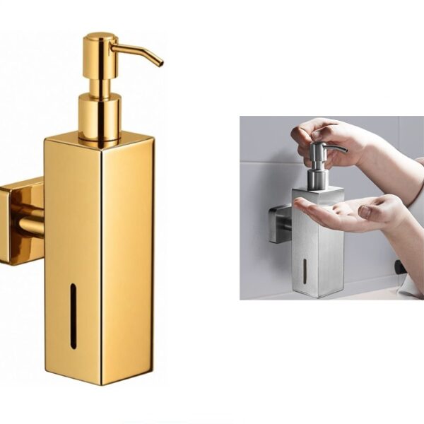 Wall Mount Liquid Soap Dispenser (Metal Body) - 6, Mirror Gold