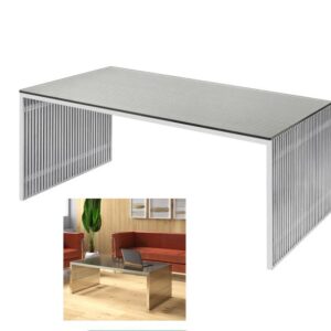Custom Stainless Steel Center Table with Glass