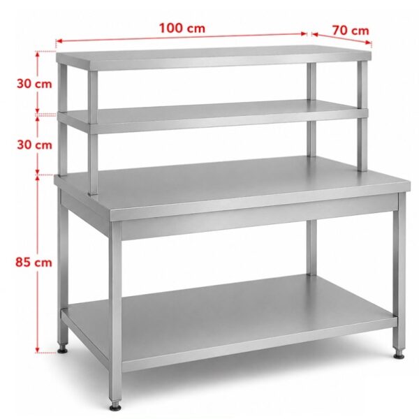 Stainless Steel Table with 2 Serving Shelf