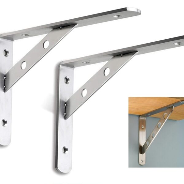 Stainless Steel Shelf Bracket Set - 14 x 20 cm